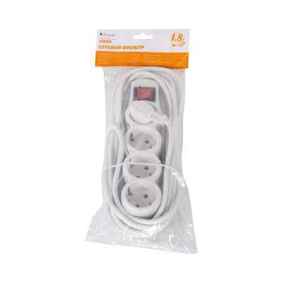 Сетевой фильтр, iPower, Home W4-18M, 4 розеток, 1,8 метров