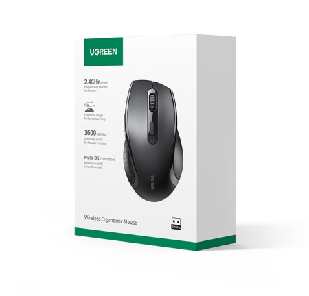 Мышь беспроводная UGREEN M511, 2.4GHz, 1600dpi, Черный (45012)