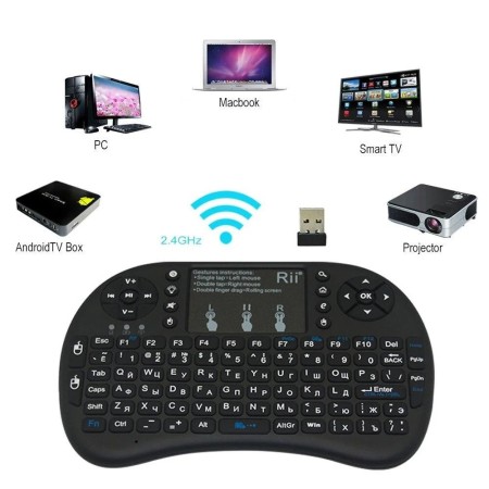Клавиатура беспроводная Rii mini i8 (русские буквы) + Air mouse TouchPad